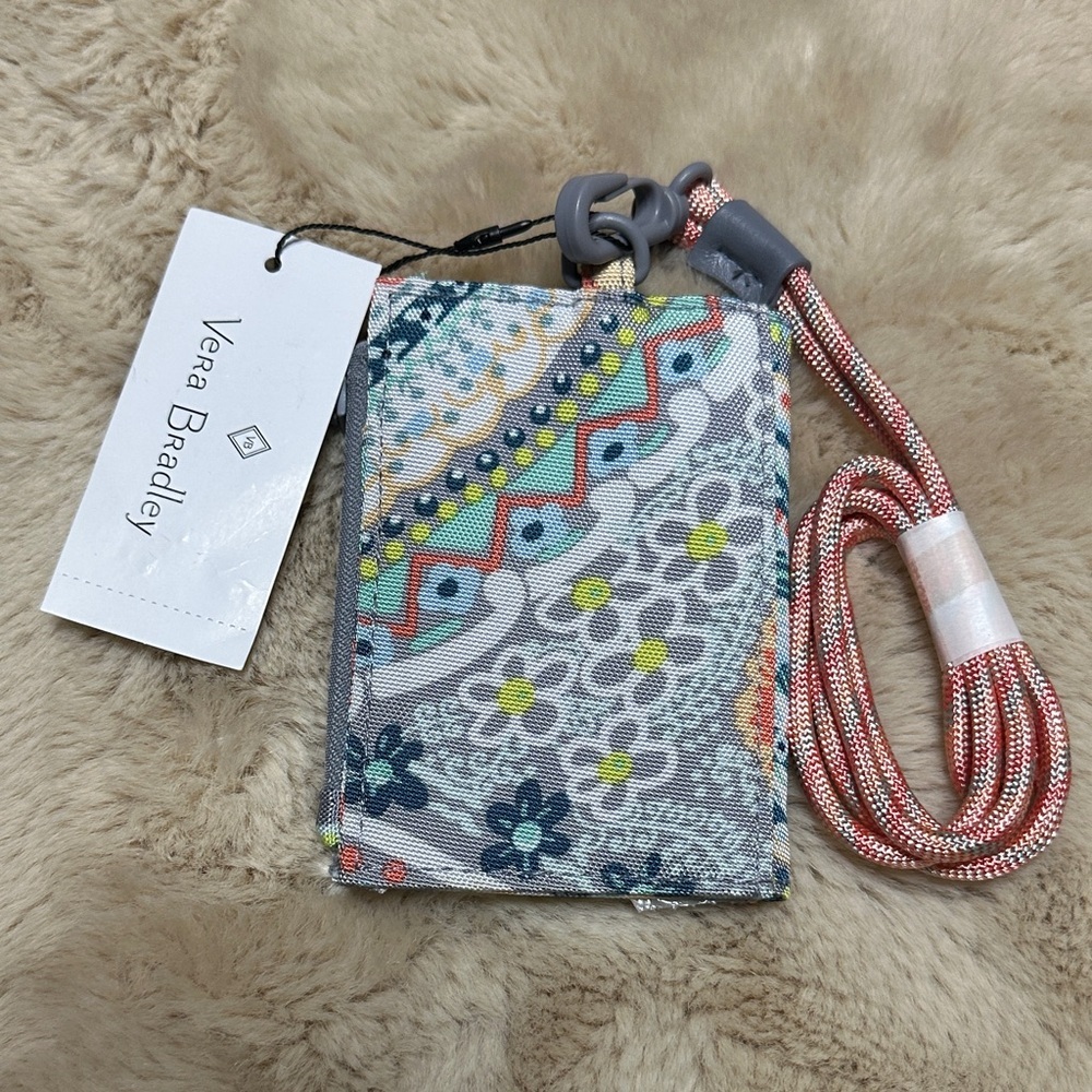 NEW Vera Bradley ReActive RFID Lanyard Card Case 27731-12543 Citrus Paisley - Picture 2 of 8